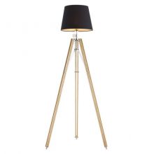 Aster lampa podłogowa 1x60W E27 230V czarna-noga drewniana